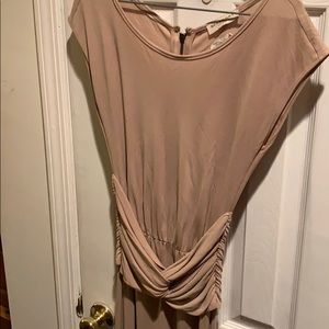 Nude Burberry front tie midi dress